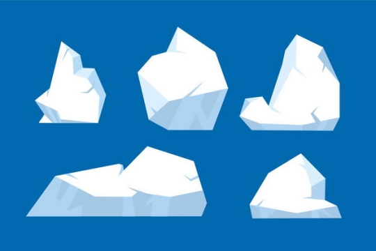 五款扁平化风格南极北极的冰山浮冰3395031EPS图片免抠素材