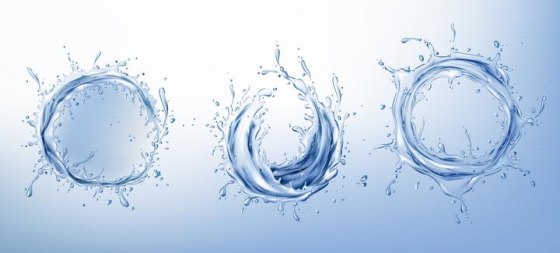 3款蓝色液体水流组成的圆圈效果图片免抠素材