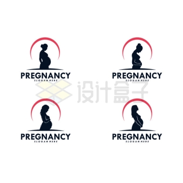 4款红色弧形孕妇怀孕月子中心月嫂公司logo设计方案2604222矢量图片免抠素材