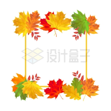 黄色树叶装饰的秋天边框方框4854128矢量图片免抠素材