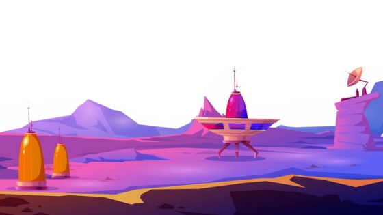 紫色漫画风格的火星外星球探测插画5129372png免抠图片素材