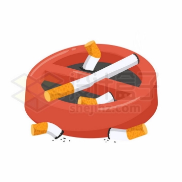 3D立体风格禁止吸烟标志组成的烟灰缸吸烟有害健康8443046矢量图片免抠素材