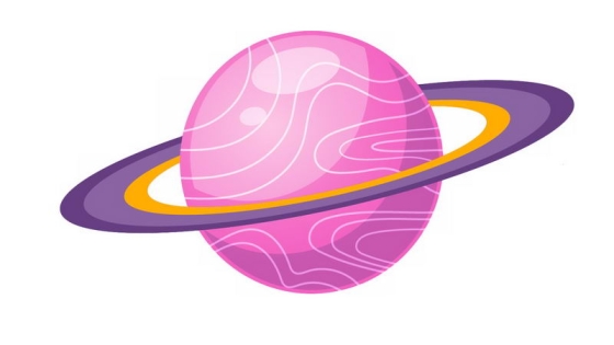 卡通风格的紫红色星球带光环的土星8759149png免抠图片素材