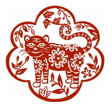 虎年老虎图案新年春节红色剪纸6404861免抠图片素材