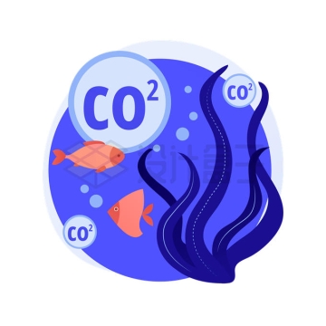 海洋酸化海水中二氧化碳过量环境保护插画1109446矢量图片免抠素材