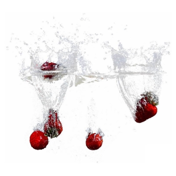 草莓掉落水中飞溅起来的半透明水花浪花水效果8279992png图片免抠素材