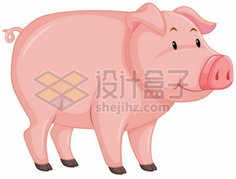 一只粉色的大肥猪png图片免抠矢量素材