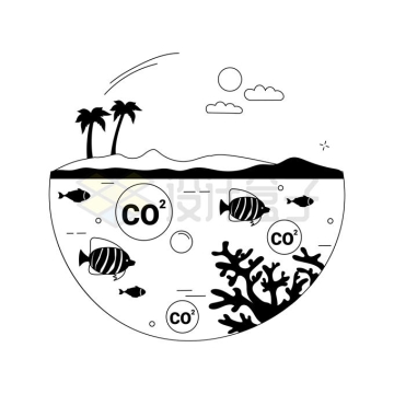 海洋酸化海水吸收过量二氧化碳环境保护插画1757246矢量图片免抠素材