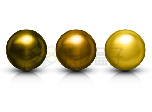 3款金色铜色3D金属小球圆球8276766矢量图片免抠素材