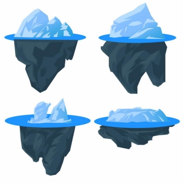 四款南极北极冰山浮冰水面和水下部分9031632EPS图片免抠素材