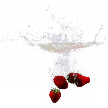 草莓掉落水中飞溅起来的半透明水花浪花水效果7942542png图片免抠素材