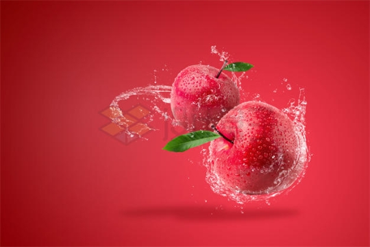 两颗红苹果美味水果广告效果9893547PSD免抠图片素材