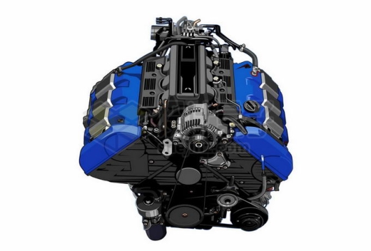 一台蓝色机盖的汽车发动机柴油发动机7134749矢量图片免抠素材