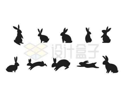 10款小兔子剪影图案1389333矢量图片免抠素材