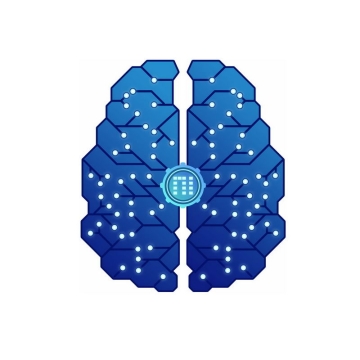 深蓝色多边形组成的科技风格大脑象征了人工智能技术5635290免抠图片素材