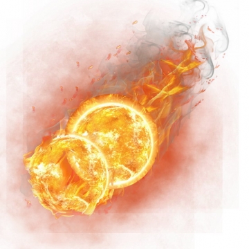 两个相撞的火球燃烧着火焰221984png图片素材
