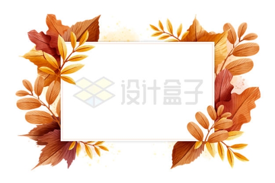 秋天黄色树叶装饰的文本框标题框信息框8994978矢量图片免抠素材