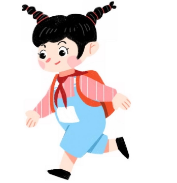 扎着羊角辫的卡通小女孩背着书包去上学1894454png图片免抠素材
