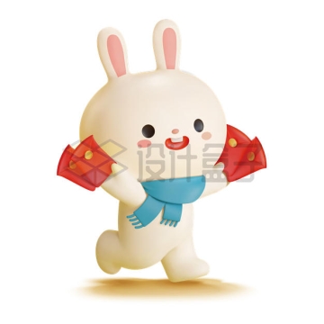 卡通小兔子拿着红包兔年新年春节3D模型8551112矢量图片免抠素材