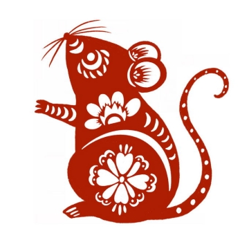鼠年小老鼠图案新年春节红色剪纸5548140免抠图片素材