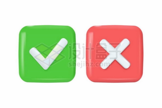 绿色对号红色错号卡通圆角按钮9334341矢量图片免抠素材