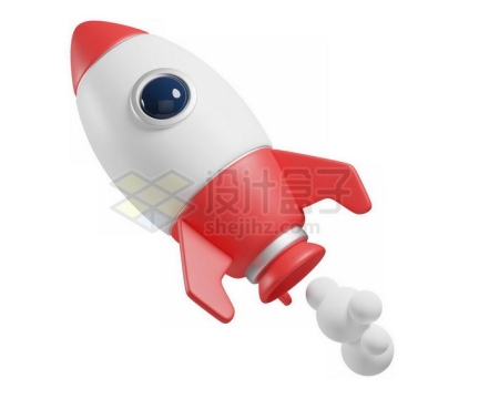 红白色相间的3D立体风格卡通火箭模型5726751免抠图片素材