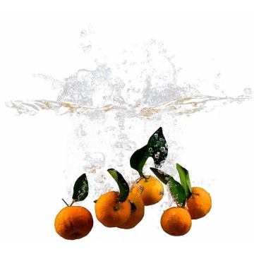 橘子掉落水中飞溅起来的半透明水花浪花水效果7392802png图片免抠素材