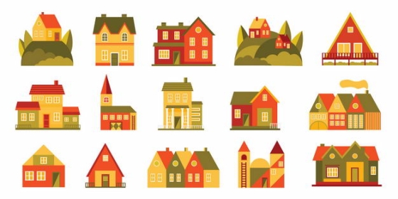 15款扁平化风格的小房子插画2408717矢量图片免抠素材