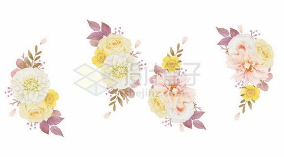 各种金色白色花朵玫瑰花装饰4659322矢量图片免抠素材