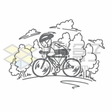 骑自行车的卡通小人儿手绘涂鸦插画8310360矢量图片免抠素材