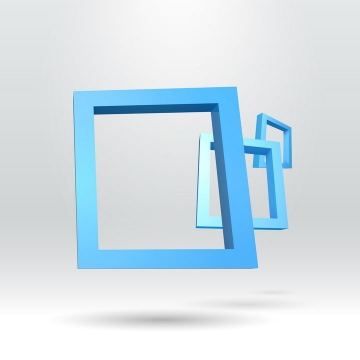 3个叠加在一起的立体蓝色边框装饰免抠矢量图素材