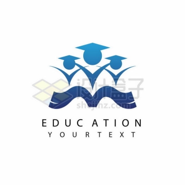 打开的书本和博士小人儿创意教育培训机构标志logo设计5018795矢量图片免抠素材