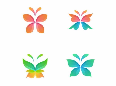 4款彩色蝴蝶logo设计方案图案4594347矢量图片免抠素材