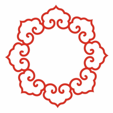 红色的中式花纹图案logo徽章标志装饰7884689png图片免抠素材
