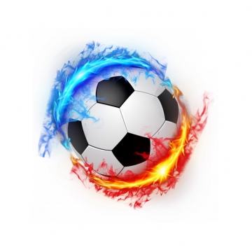 蓝色和红色火焰冰与火包裹着的足球988766png图片素材