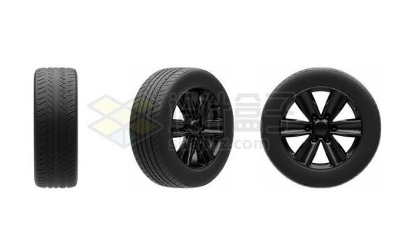 3个角度的黑色汽车轮胎1427494免抠图片素材