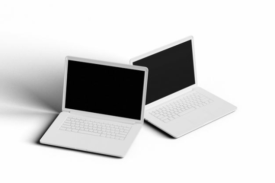 两台3D立体白色笔记本电脑模型3914483免抠图片素材