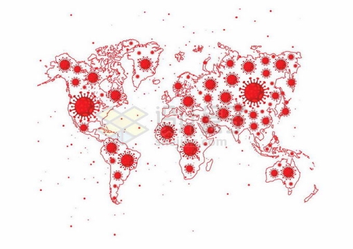 红色病毒世界地图5301233矢量图片免抠素材