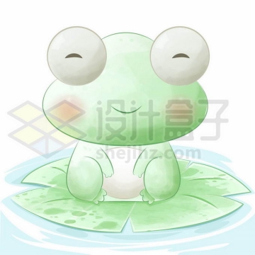 超可爱卡通小青蛙站在荷叶上4271115矢量图片免抠素材