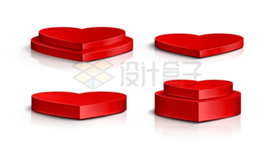 4款红色心形3D展台3166165矢量图片免抠素材
