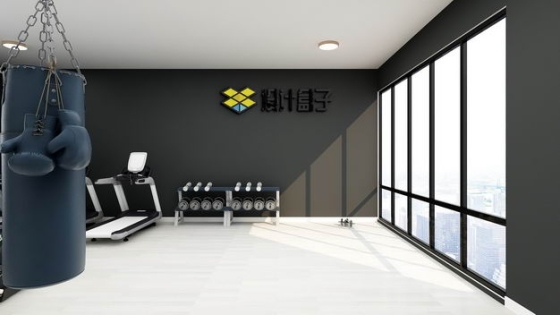 现代装修的健身房墙壁上的文字LOGO显示样机6559589图片素材