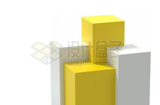黄色白色立方体3D立体产品展台展架9383747免抠图片素材