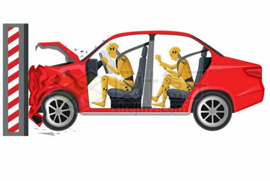 红色汽车NCAP汽车碰撞测试正面撞击测试1790103矢量图片免抠素材