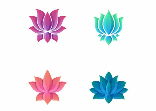4款彩色莲花logo设计方案图案9206915矢量图片免抠素材