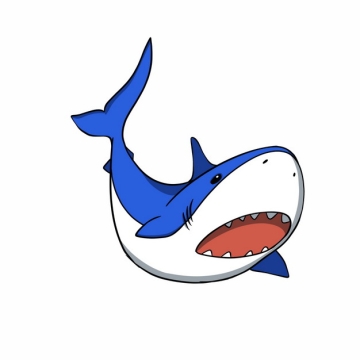 张嘴的卡通蓝白色鲨鱼手绘插画4080538png图片免抠素材