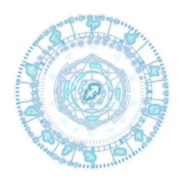 发光蓝色星盘占星术命运之轮图案3059725免抠图片素材