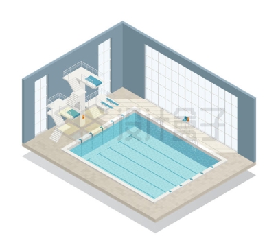 2.5D风格带跳水台的游泳池游泳馆2854941矢量图片免抠素材