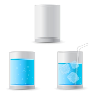 扁平化风格玻璃杯中蓝色水图片免抠矢量素材