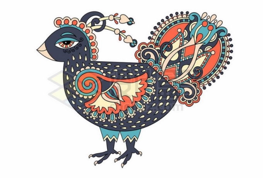 彩色抽象风格小鸟鸡年公鸡图案4265560矢量图片免抠素材