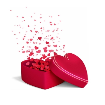 红色心情礼物盒中飞出的红心爱心情人节2354658图片免抠素材
